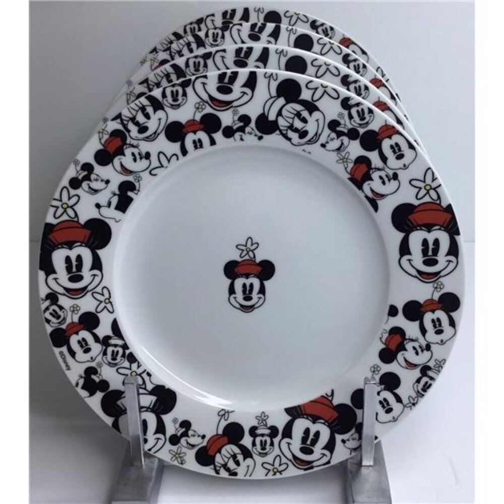 4 Salad Plates 8" Disney MINNIE MOUSE ALL OVER Super Cute!!! New